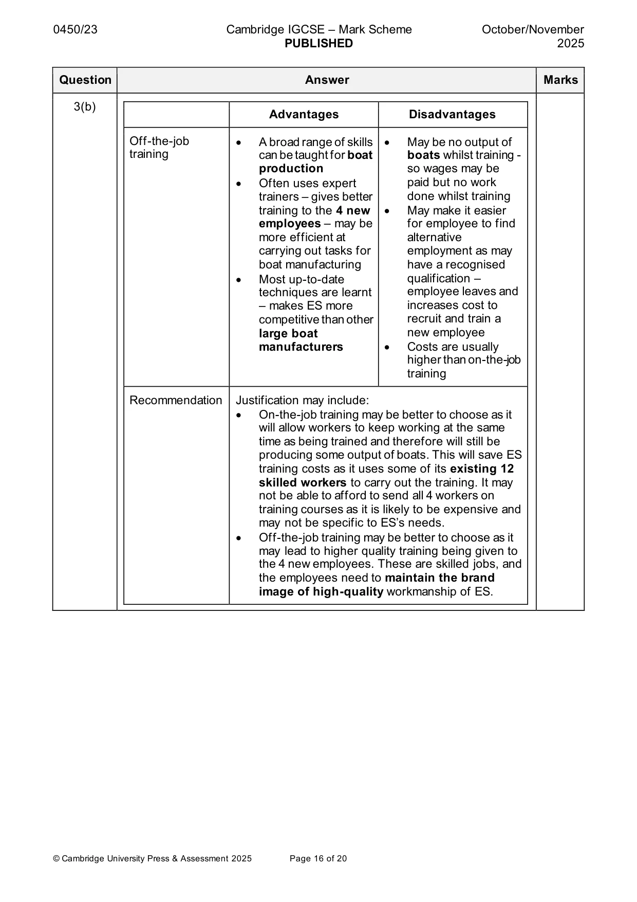 Mark scheme, page 16 of 20