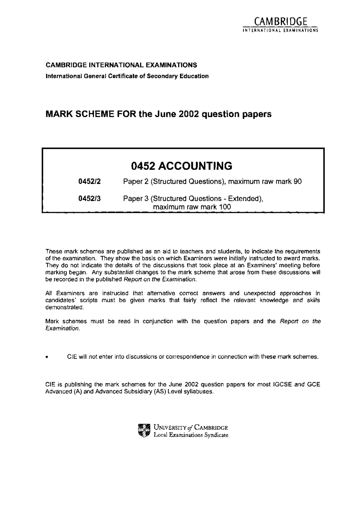 Mark scheme, page 1 of 7