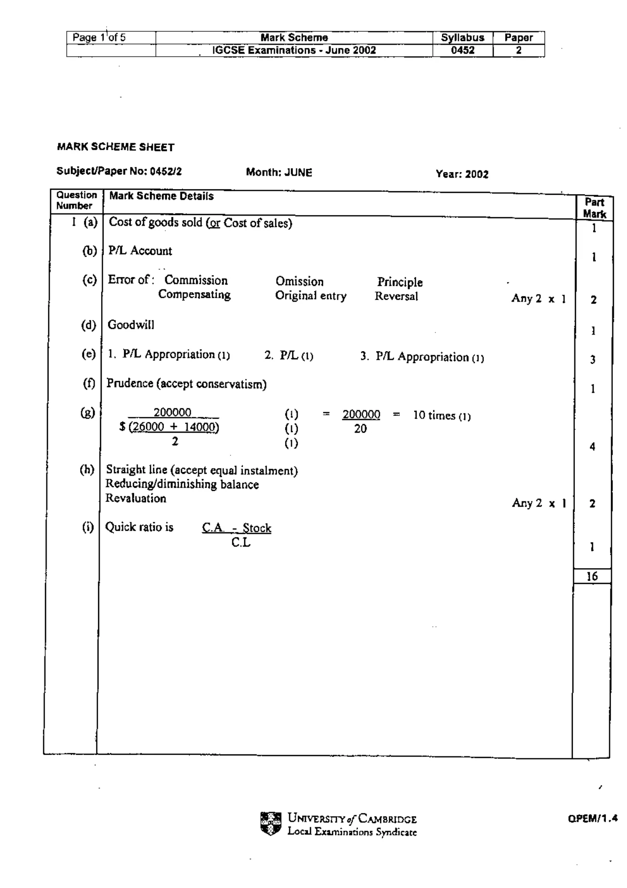 Mark scheme, page 3 of 7