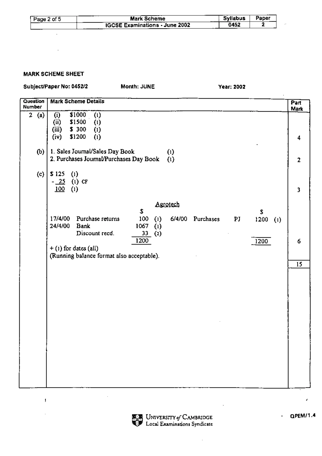 Mark scheme, page 4 of 7