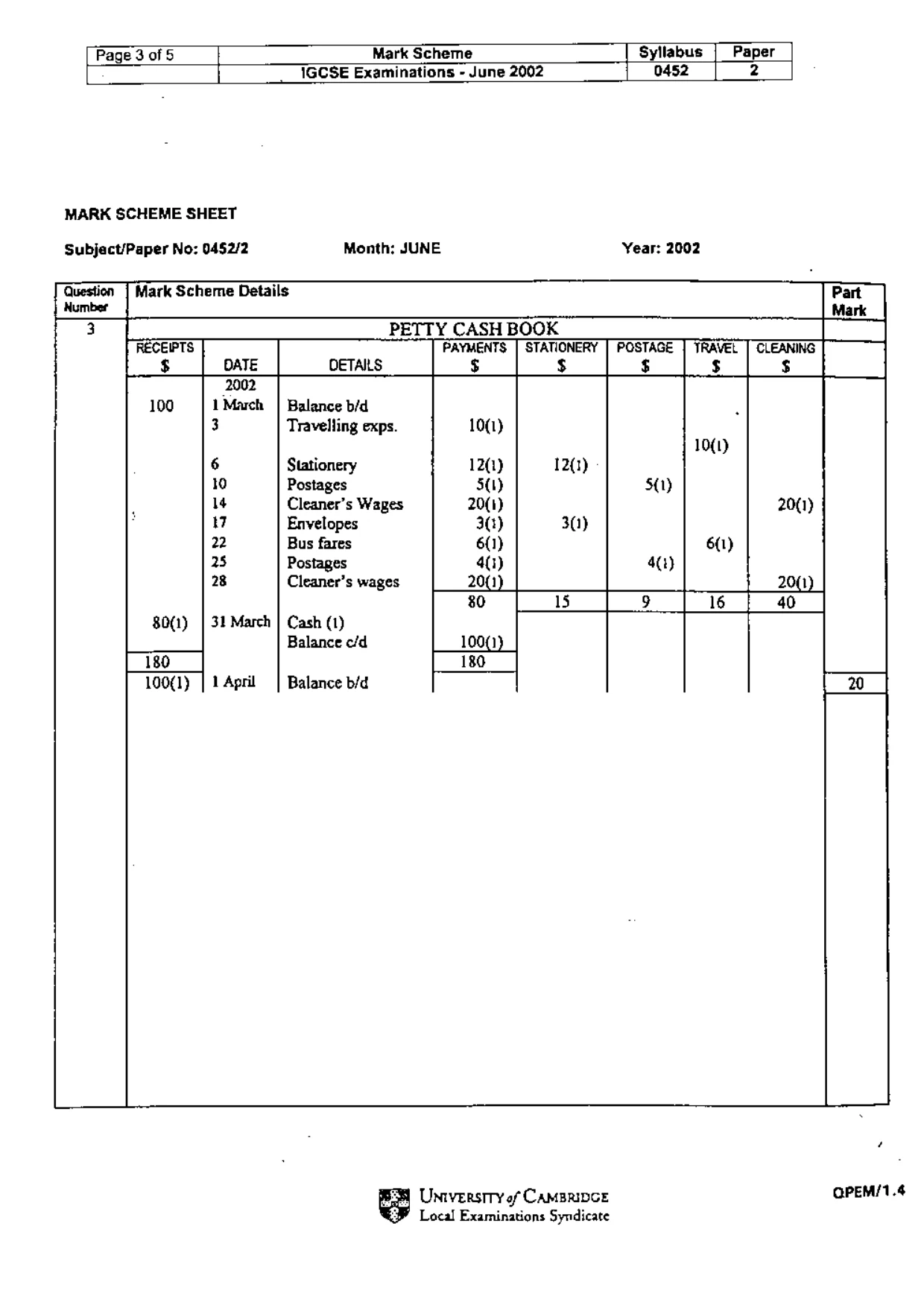 Mark scheme, page 5 of 7