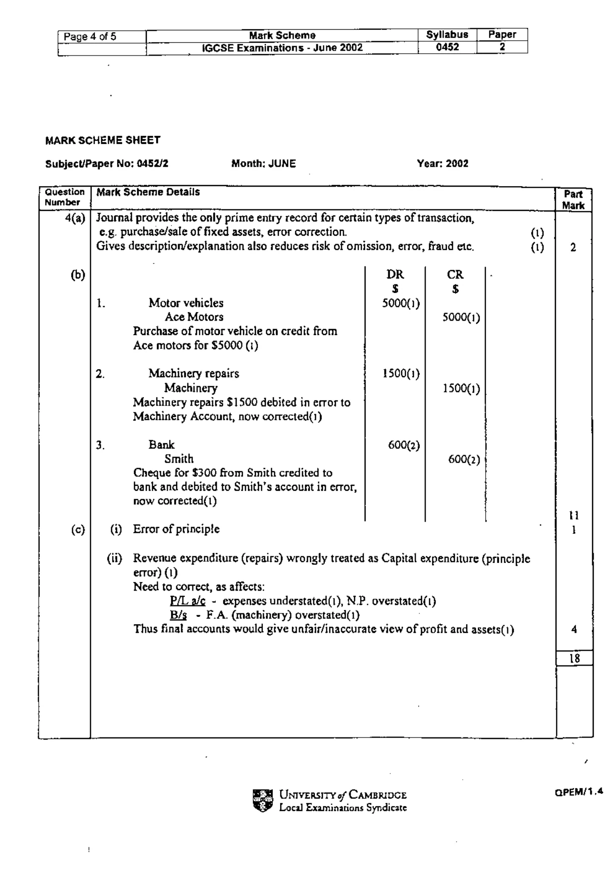 Mark scheme, page 6 of 7