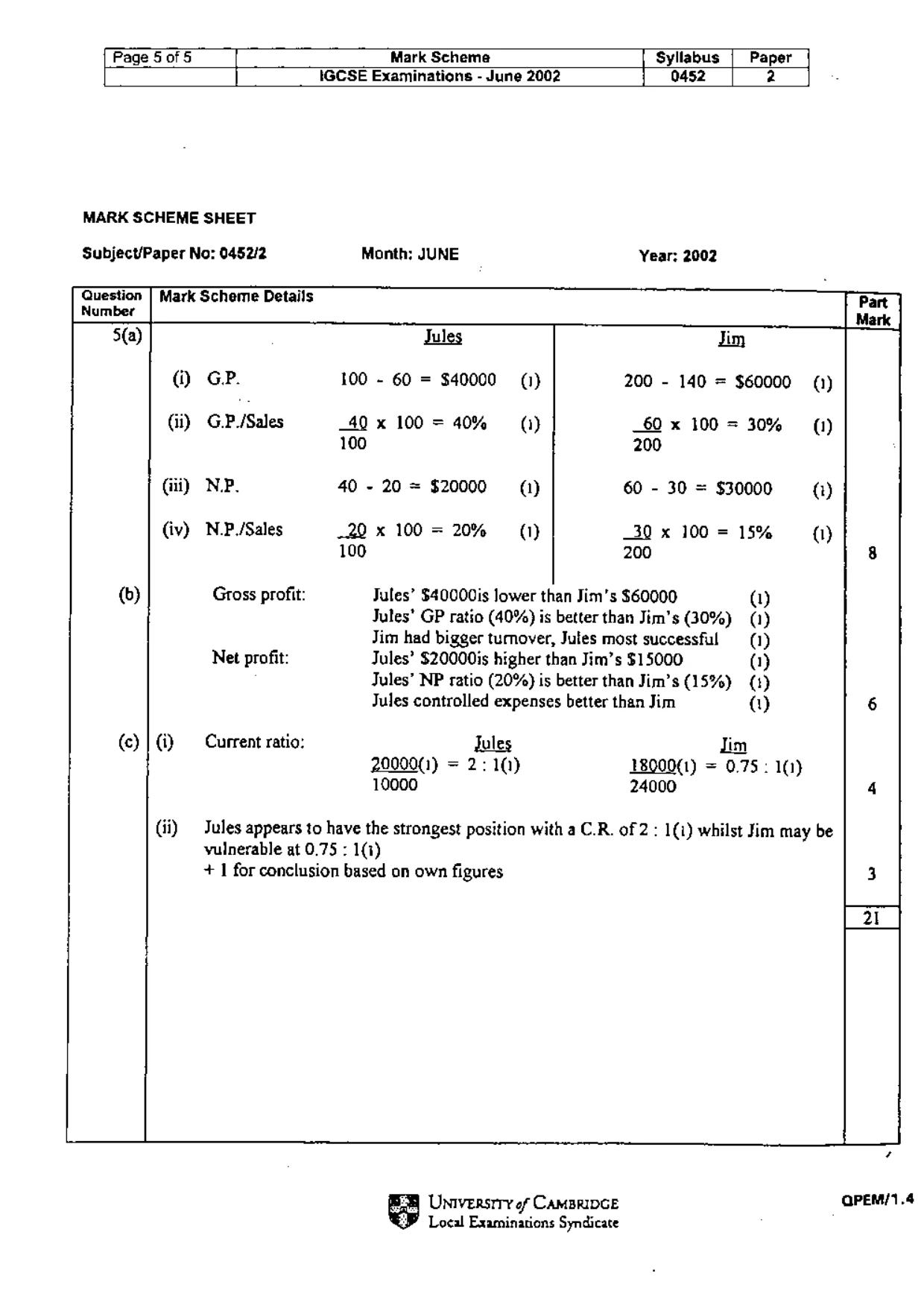 Mark scheme, page 7 of 7