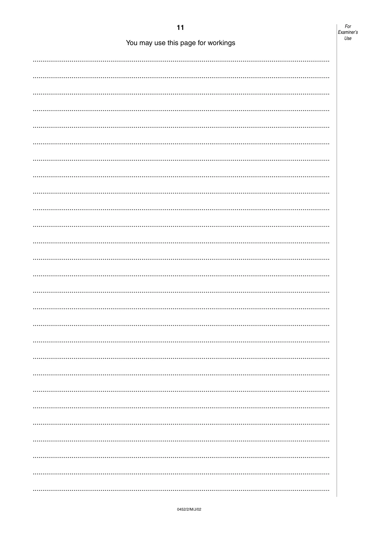 Cambridge IGCSE Accounting 0452 2002 May/June Paper 2 · Variant 1 question paper, page 11 of 12
