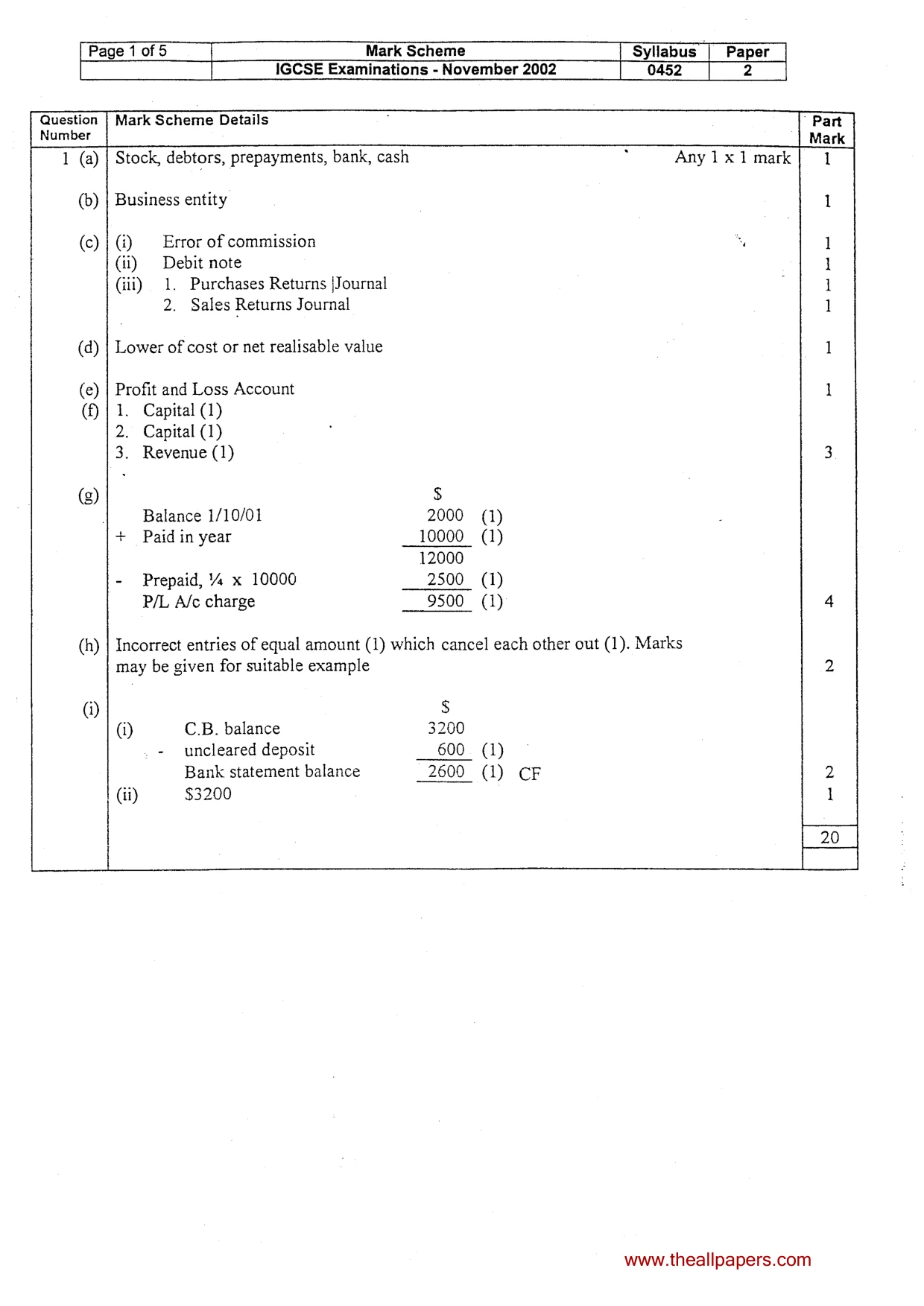 Mark scheme, page 3 of 7