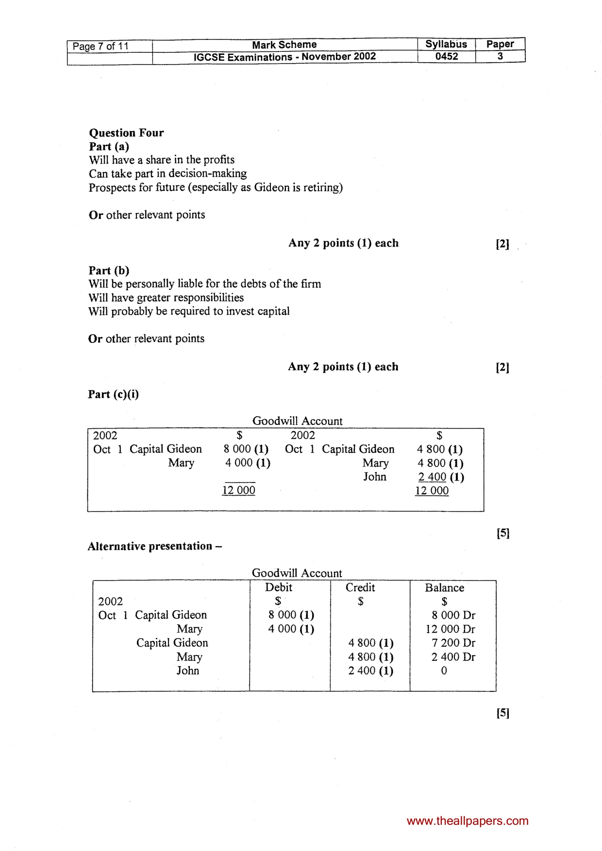 Mark scheme, page 8 of 12