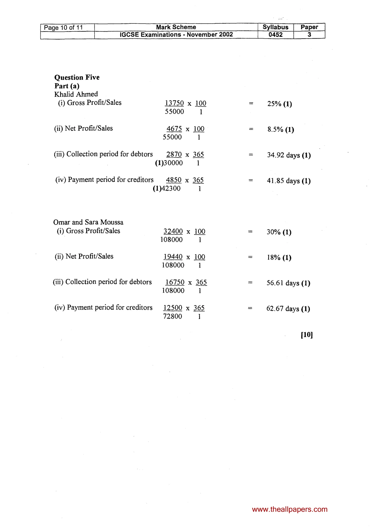 Mark scheme, page 11 of 12
