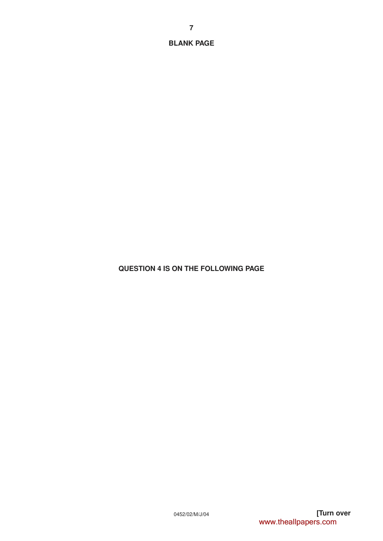 Cambridge IGCSE Accounting 0452 2004 May/June Paper 2 · Variant 1 question paper, page 7 of 12