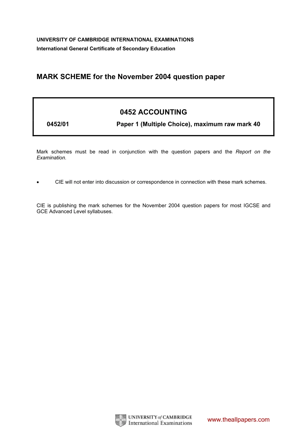 Mark scheme, page 1 of 4