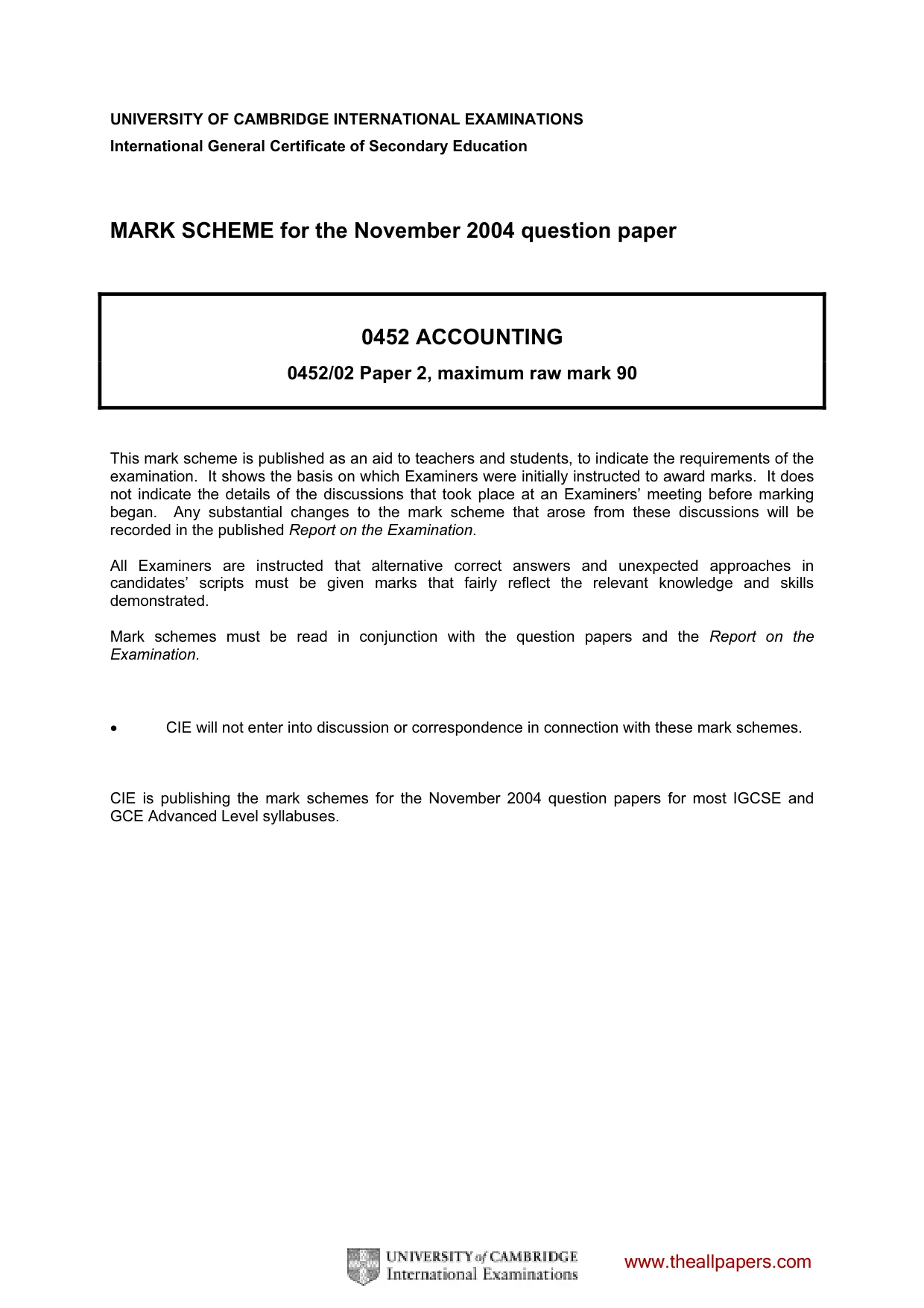 Mark scheme, page 1 of 8
