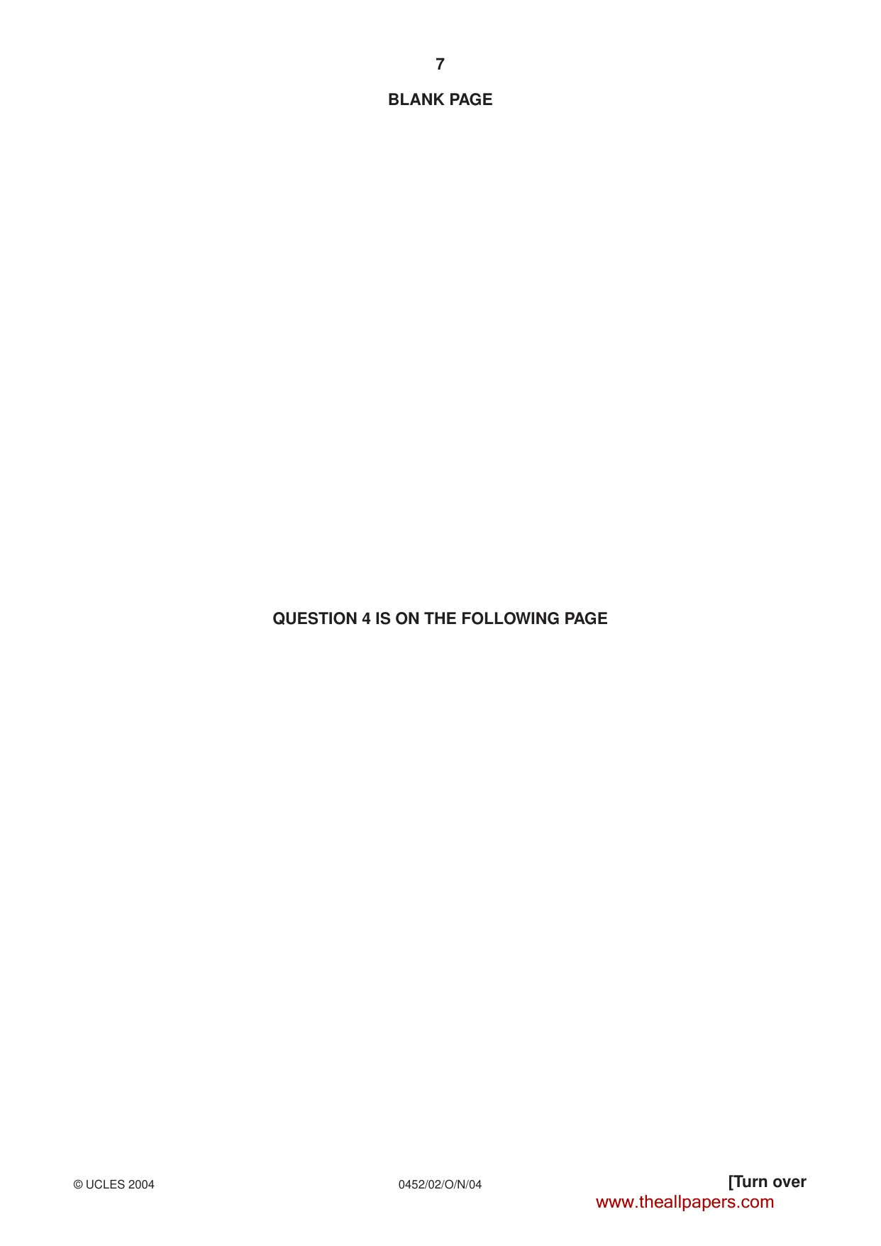 Cambridge IGCSE Accounting 0452 2004 Oct/Nov Paper 2 · Variant 1 question paper, page 7 of 12