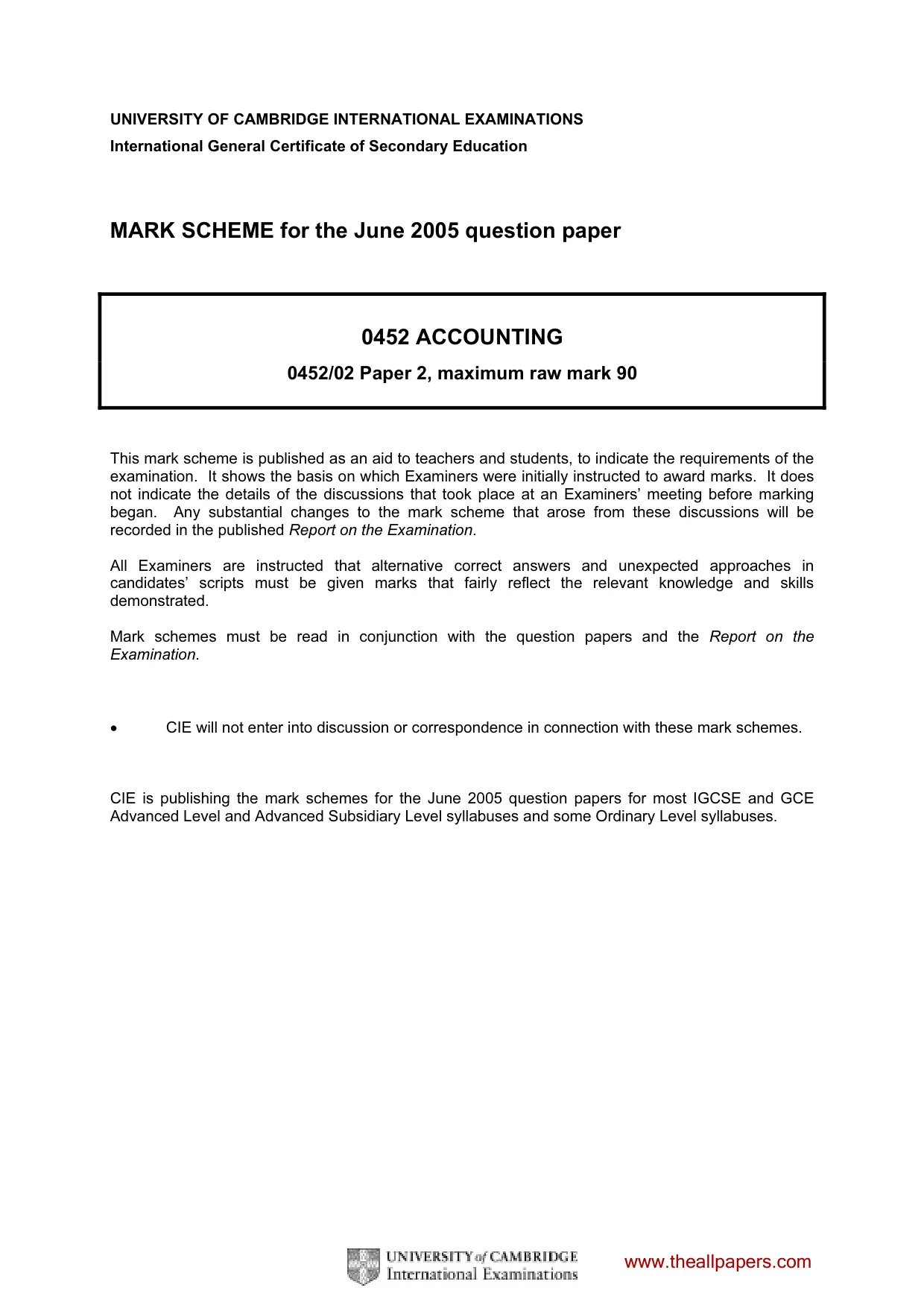 Mark scheme, page 1 of 9