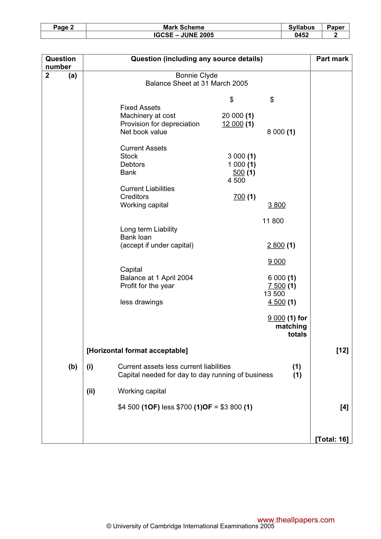 Mark scheme, page 5 of 9