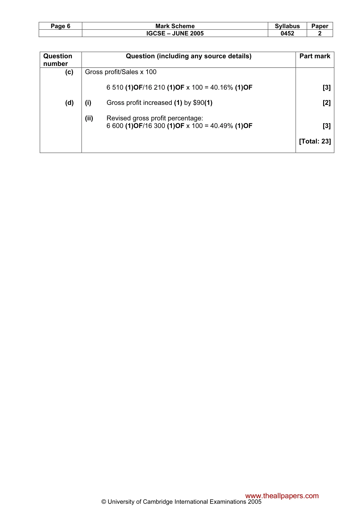 Mark scheme, page 9 of 9