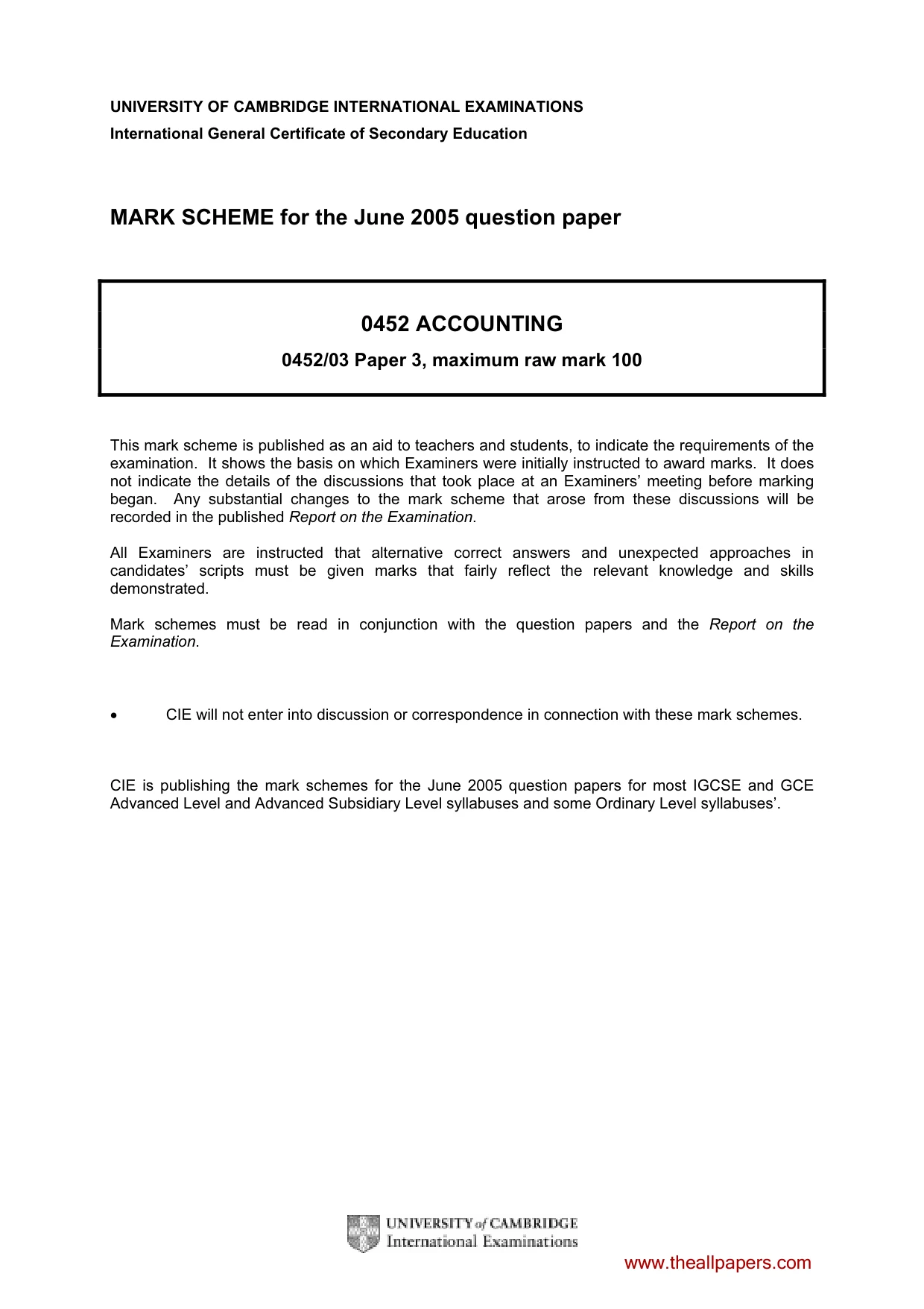 Mark scheme, page 1 of 9