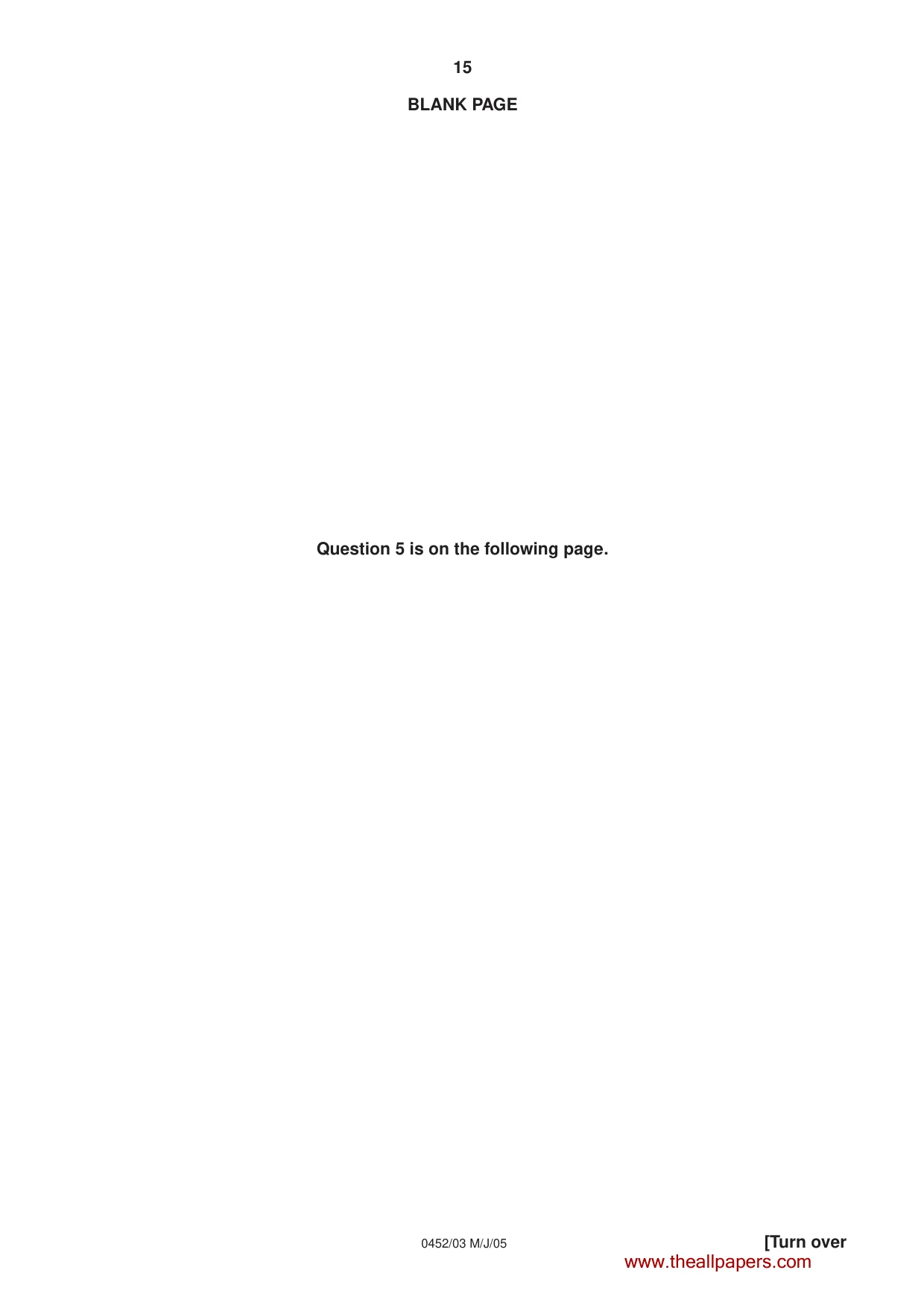 Cambridge IGCSE Accounting 0452 2005 May/June Paper 3 · Variant 1 question paper, page 15 of 20