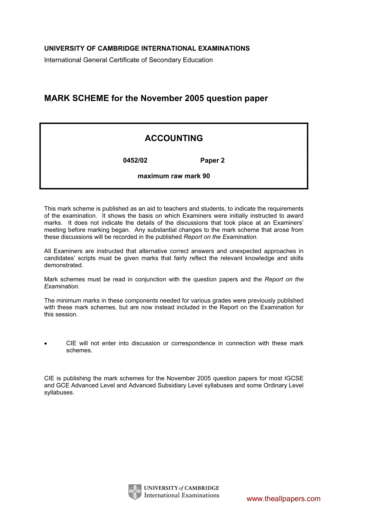 Mark scheme, page 1 of 8