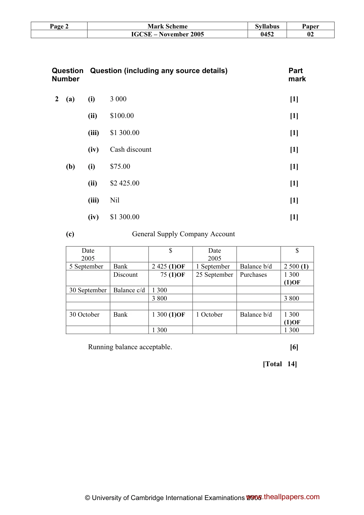 Mark scheme, page 3 of 8
