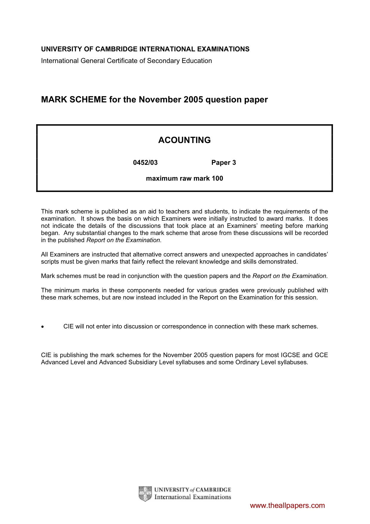 Mark scheme, page 1 of 8