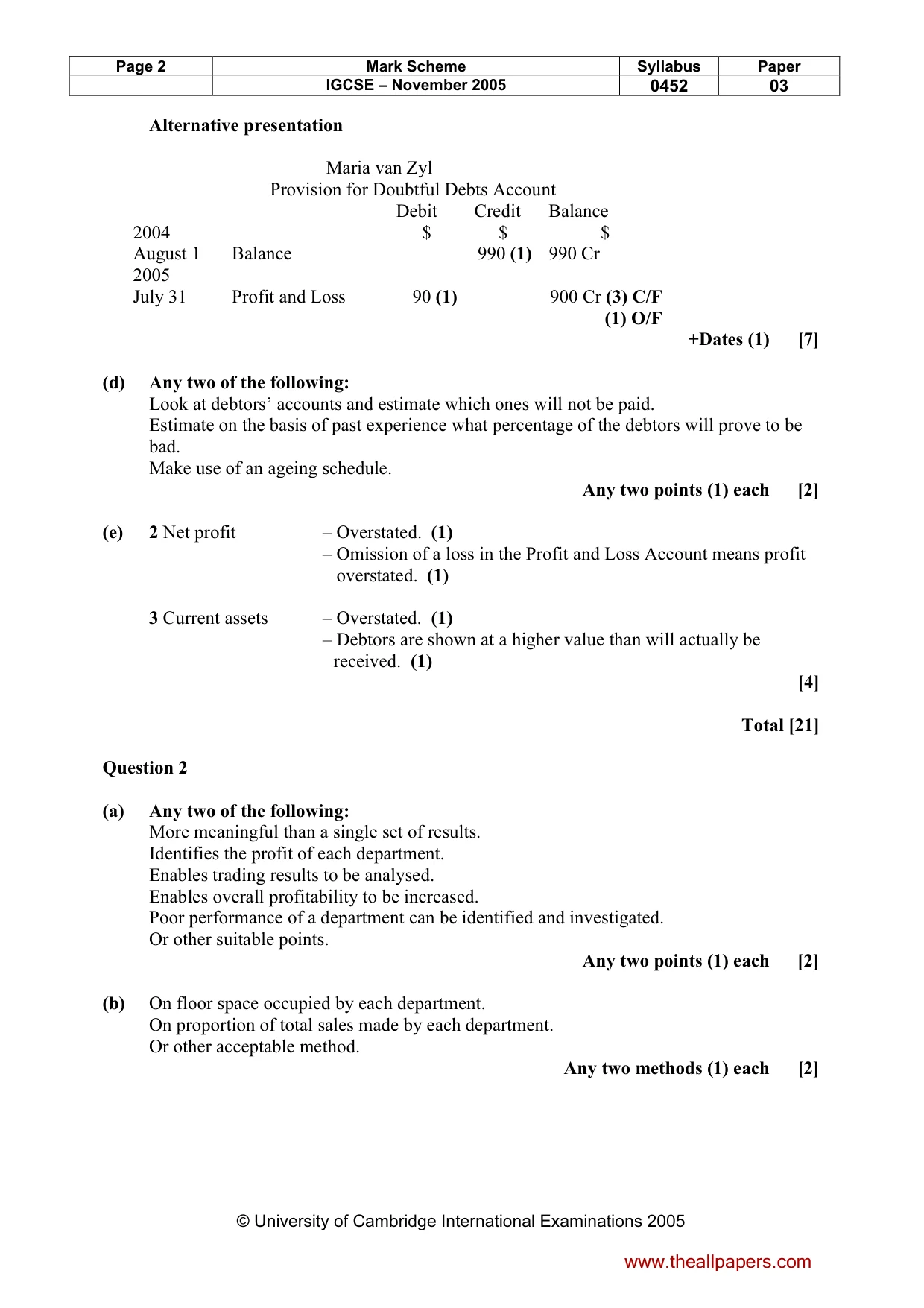 Mark scheme, page 3 of 8