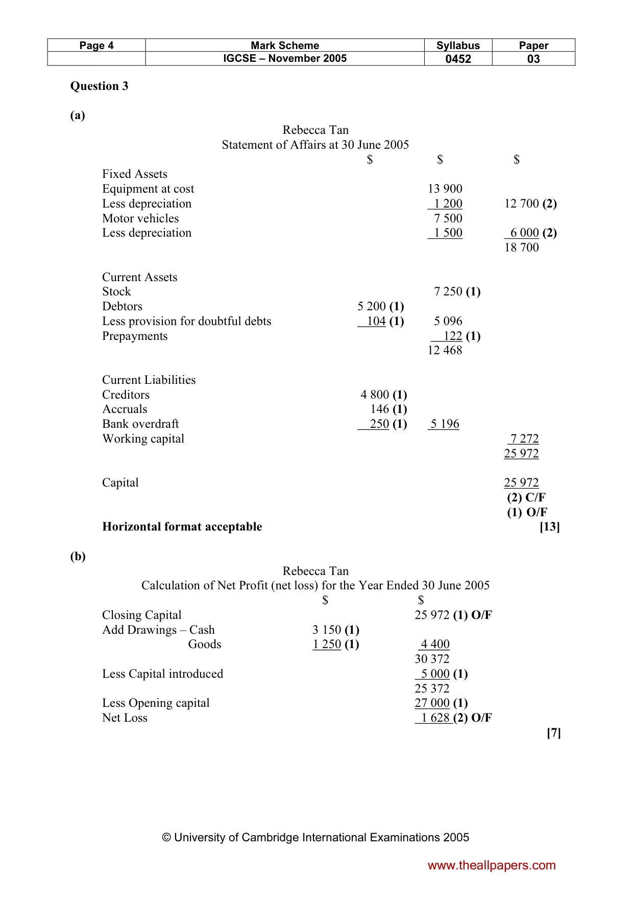 Mark scheme, page 5 of 8