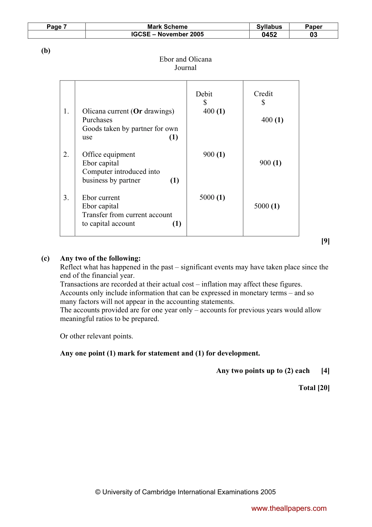 Mark scheme, page 8 of 8