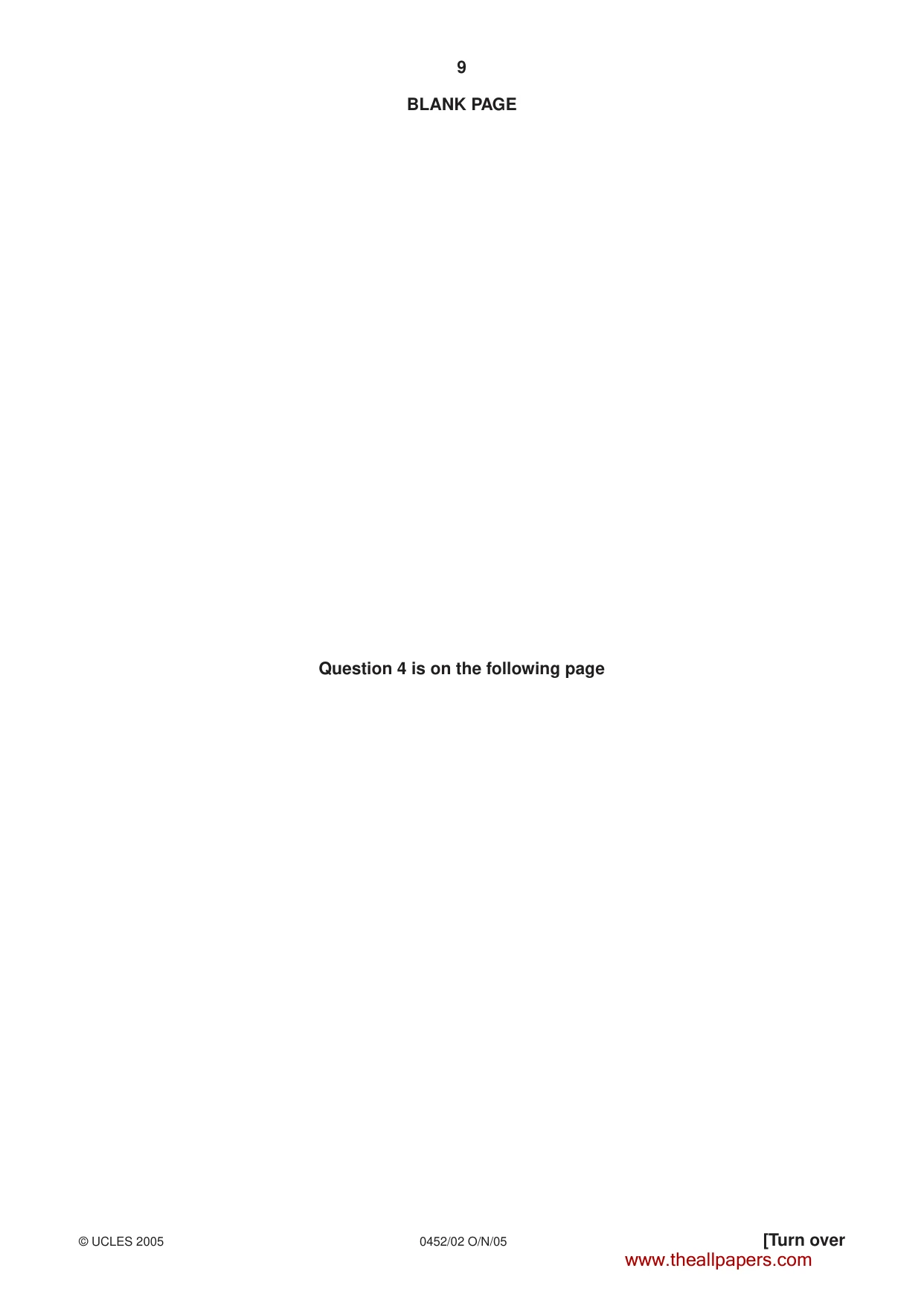 Cambridge IGCSE Accounting 0452 2005 Oct/Nov Paper 2 · Variant 1 question paper, page 9 of 16