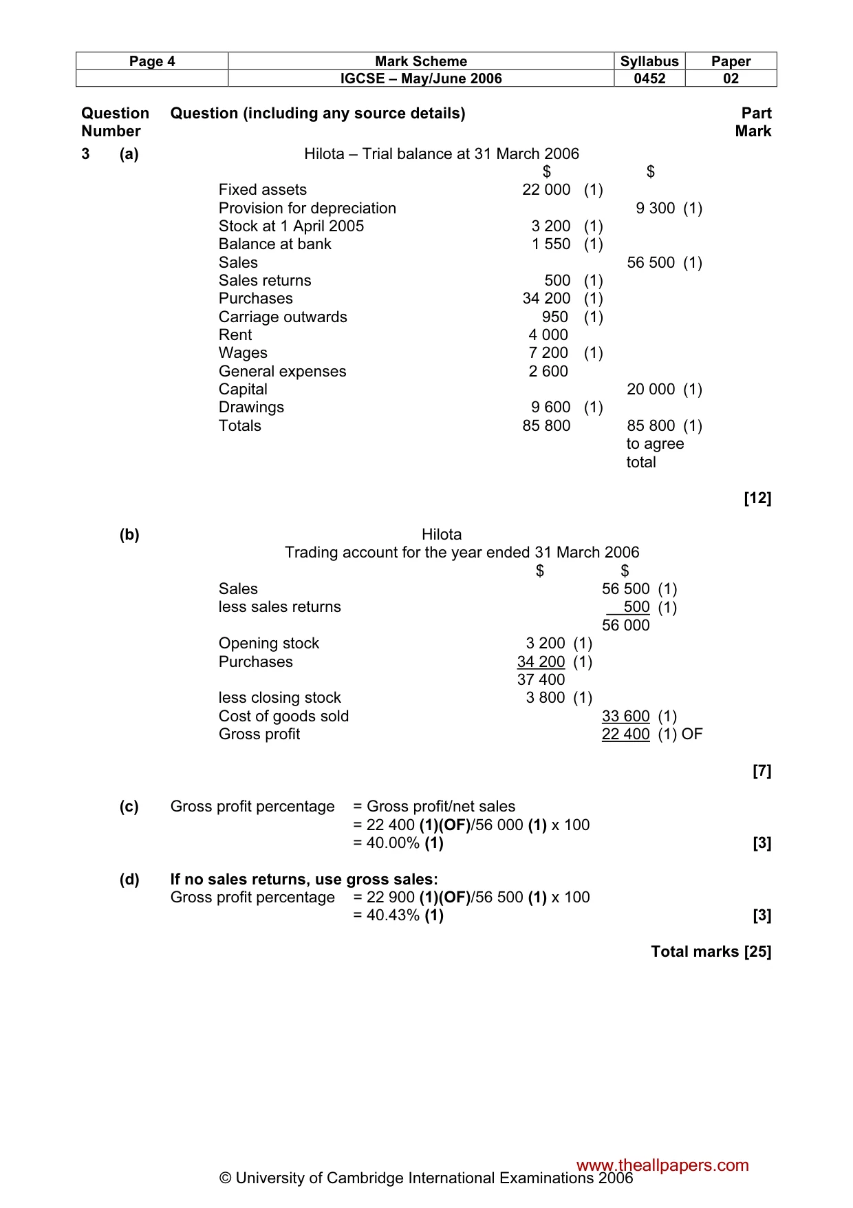 Mark scheme, page 5 of 6