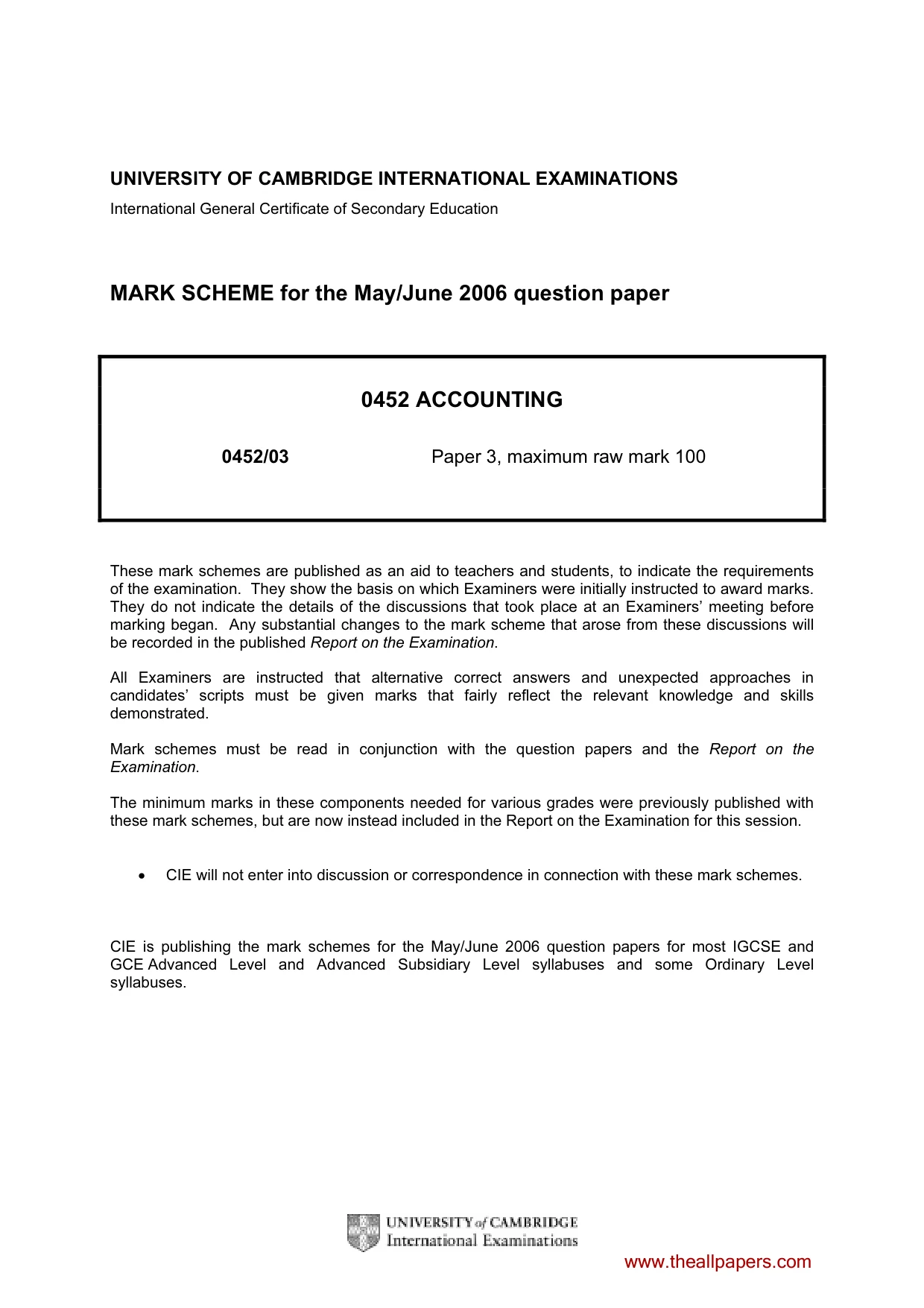 Mark scheme, page 1 of 9