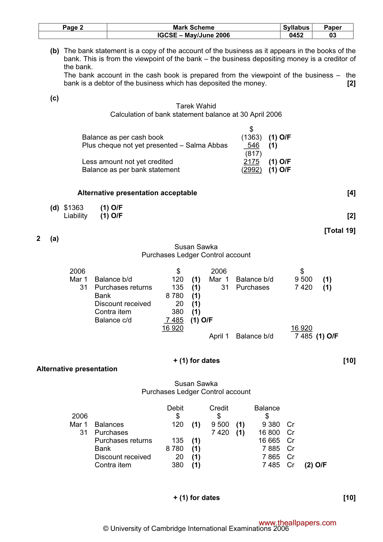 Mark scheme, page 3 of 9