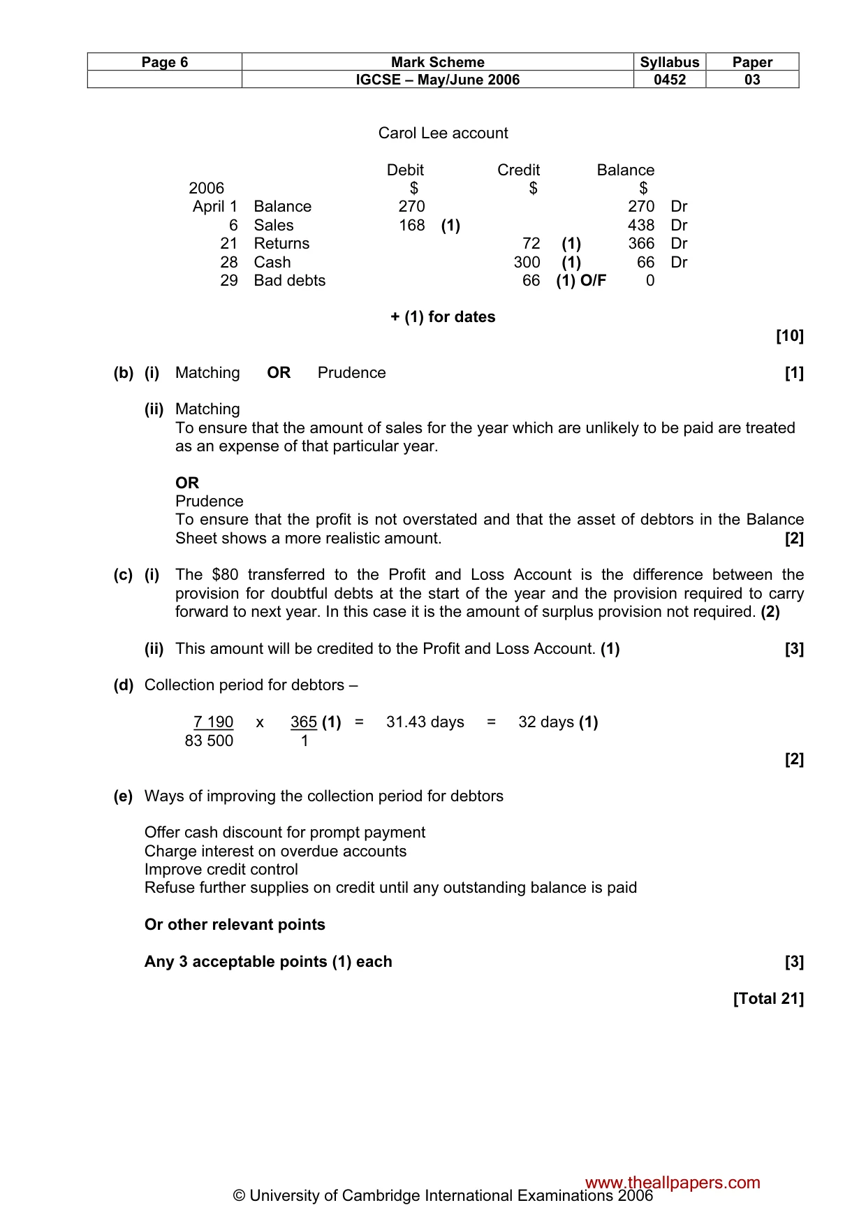 Mark scheme, page 7 of 9