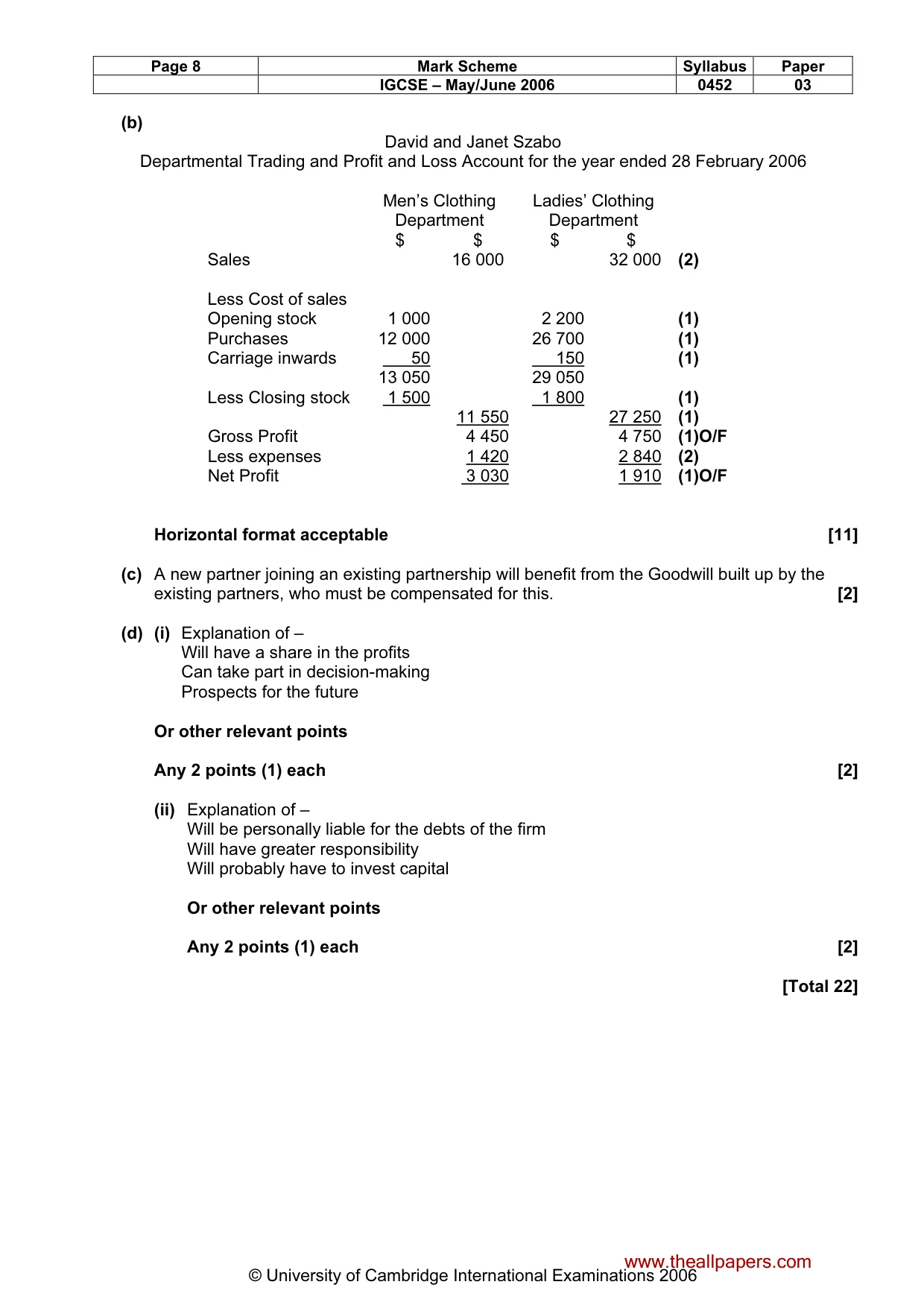 Mark scheme, page 9 of 9