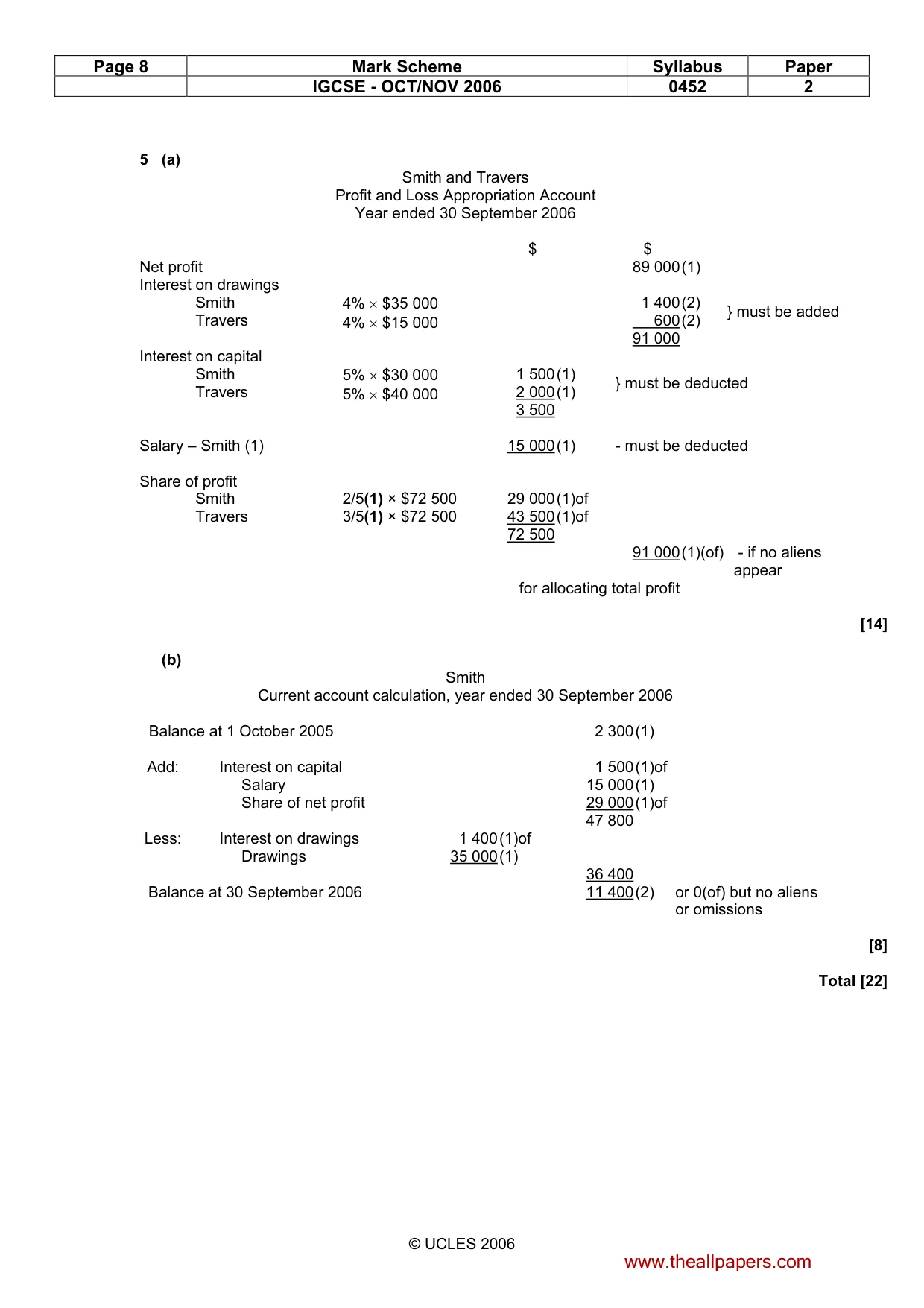 Mark scheme, page 8 of 8