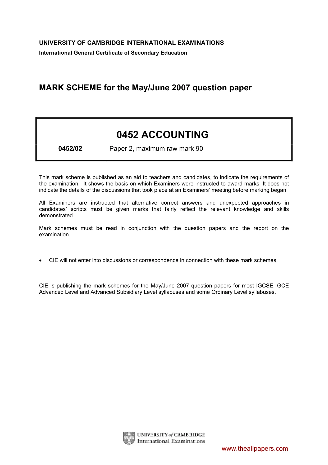Mark scheme, page 1 of 6