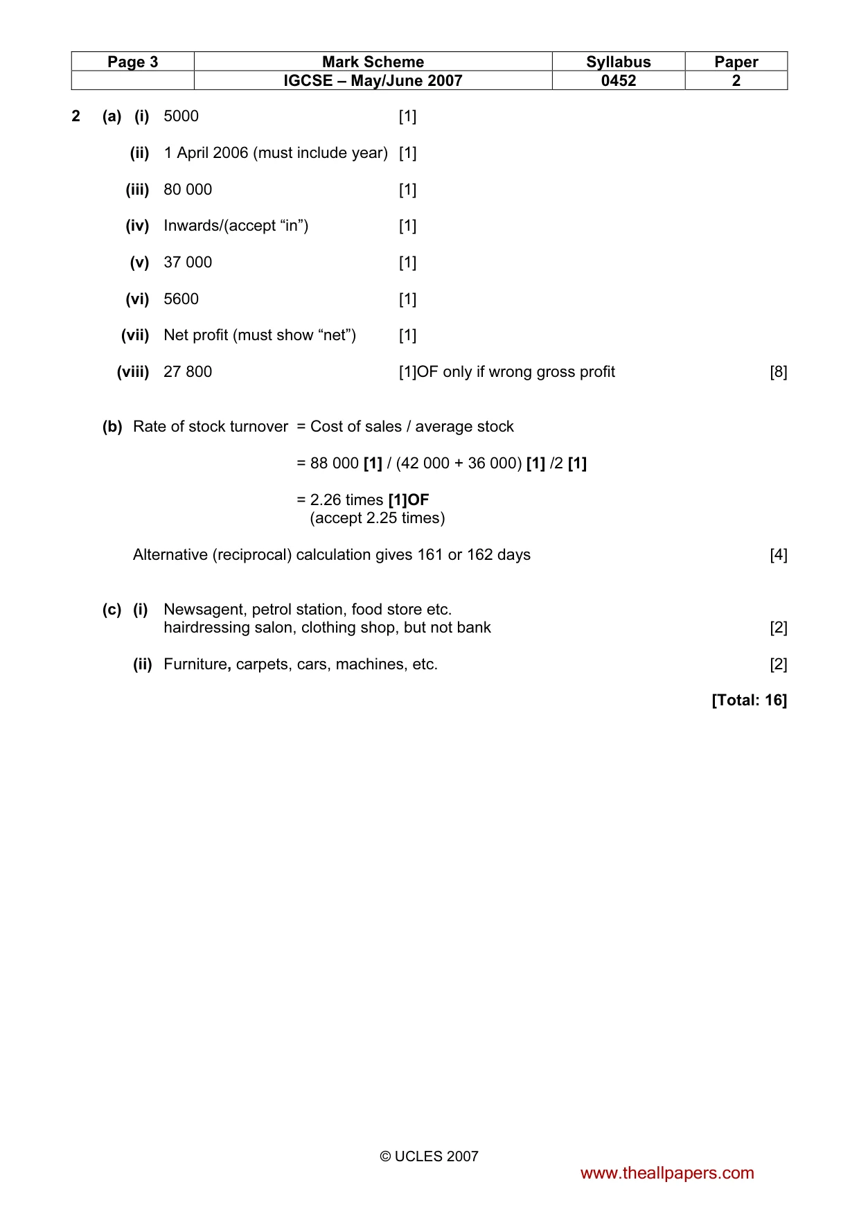 Mark scheme, page 3 of 6