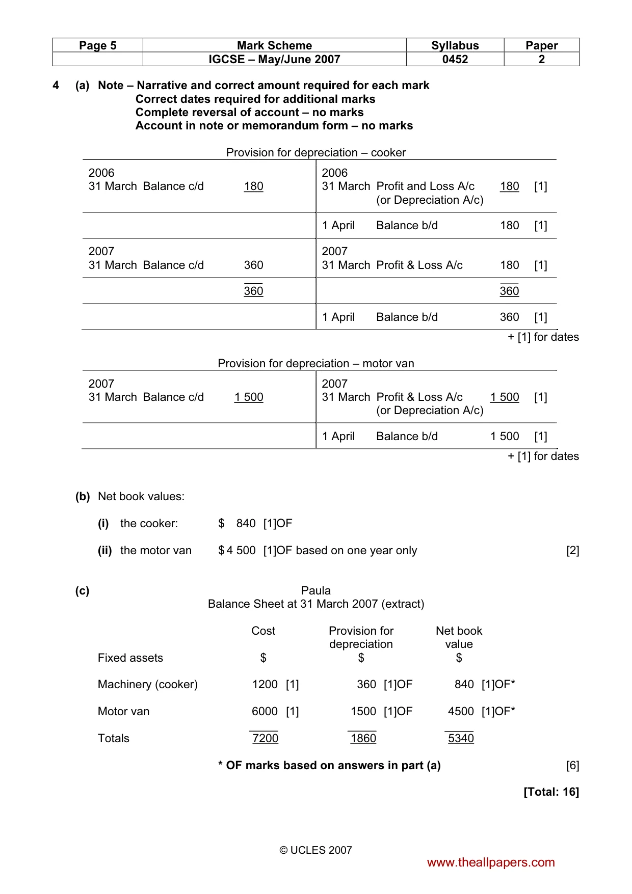 Mark scheme, page 5 of 6