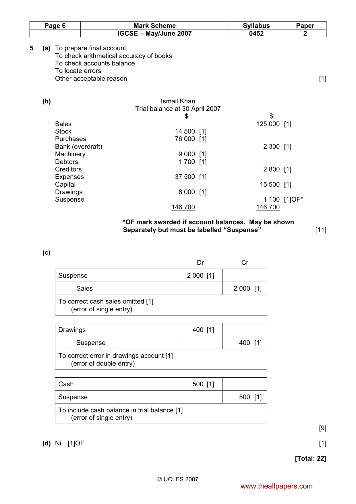 Mark scheme, page 6 of 6