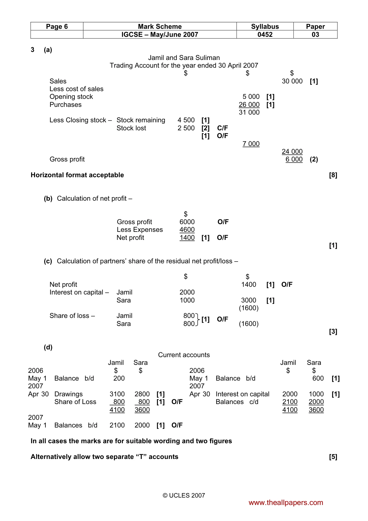 Mark scheme, page 6 of 10