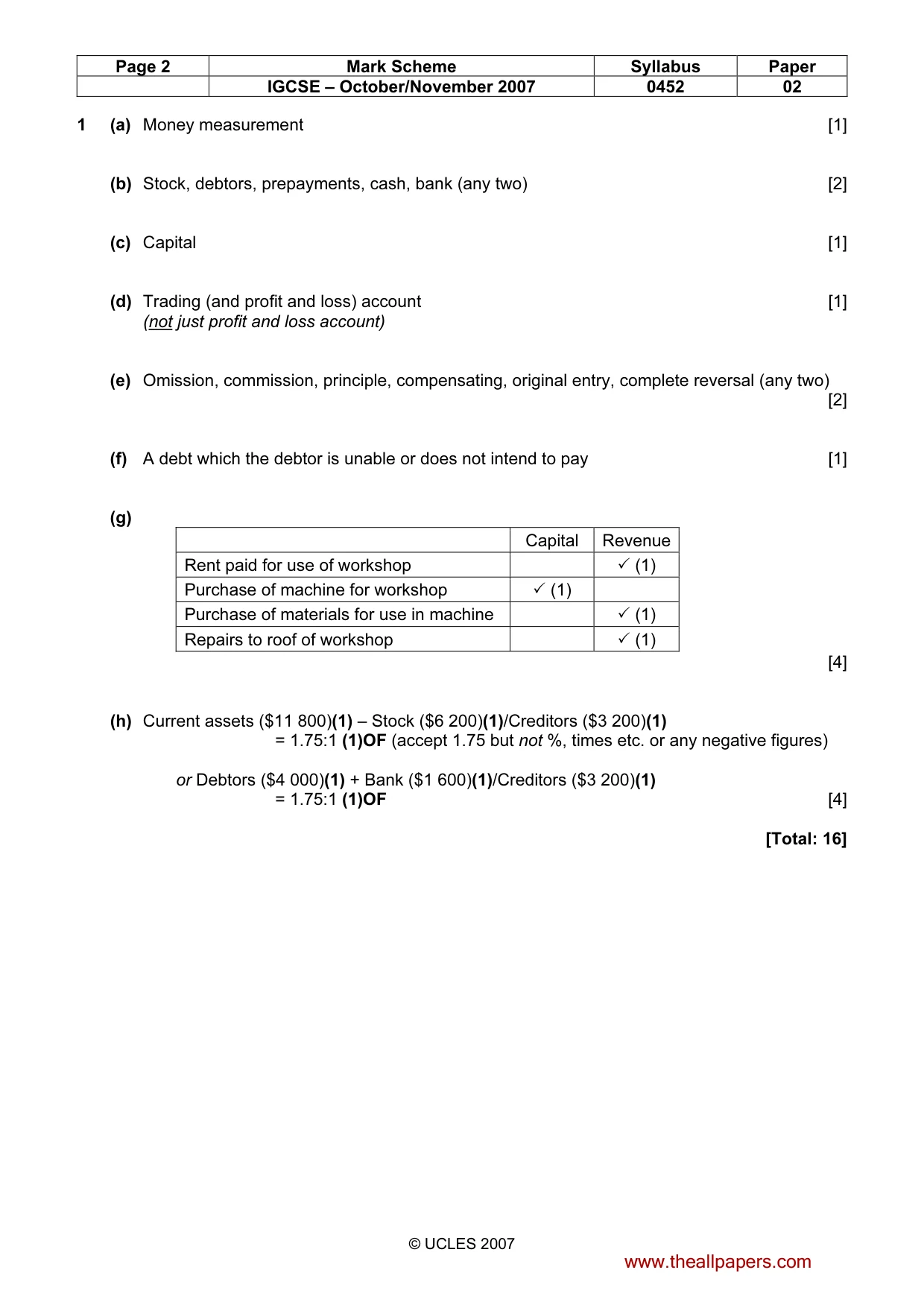 Mark scheme, page 2 of 6