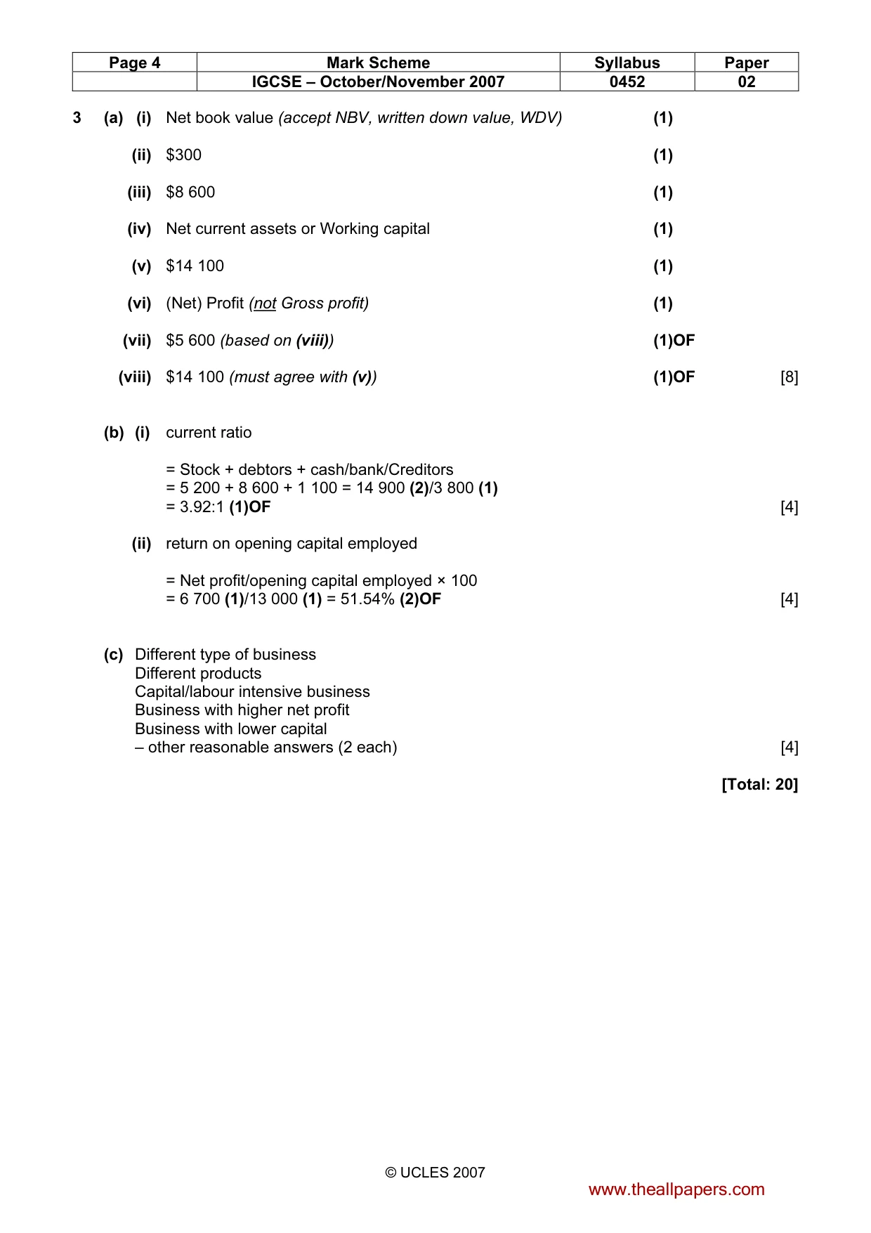 Mark scheme, page 4 of 6