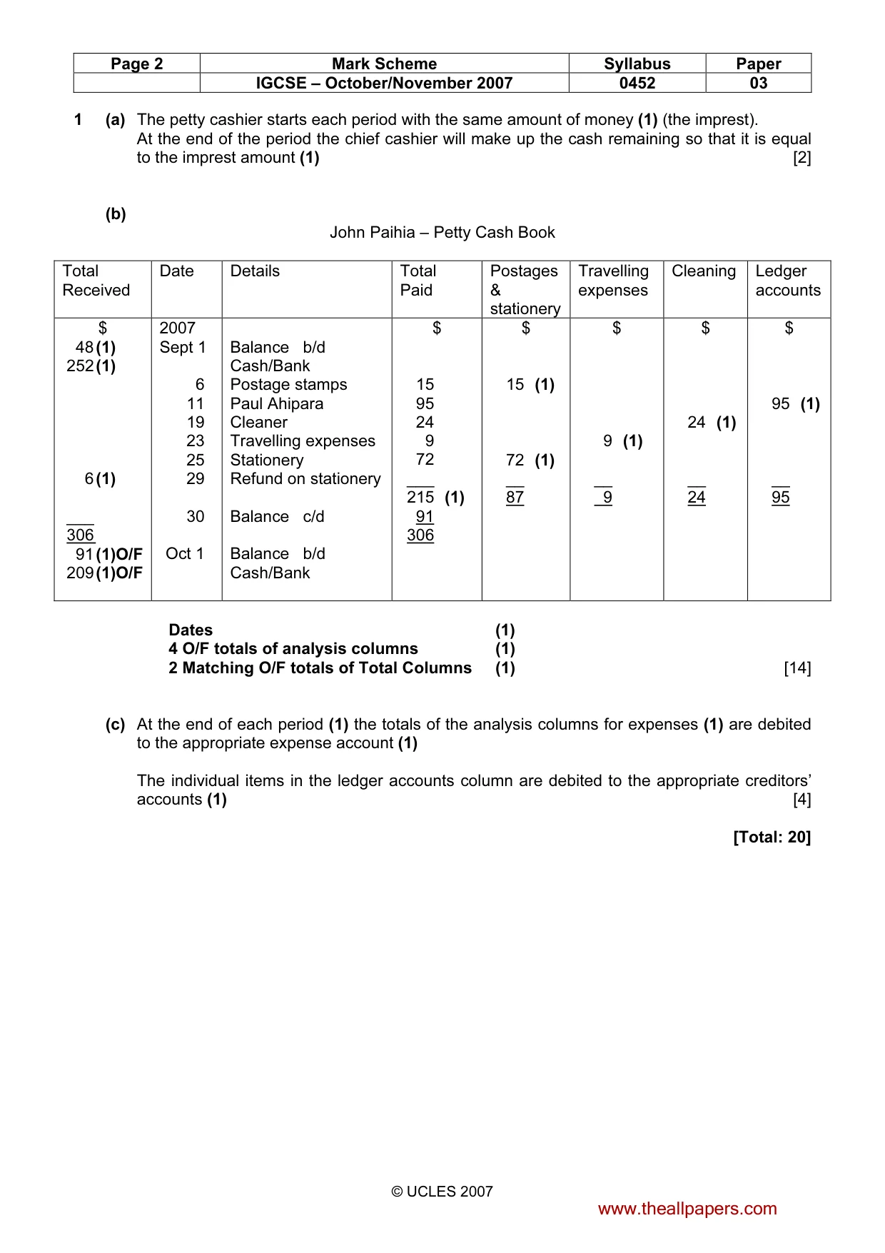 Mark scheme, page 2 of 9