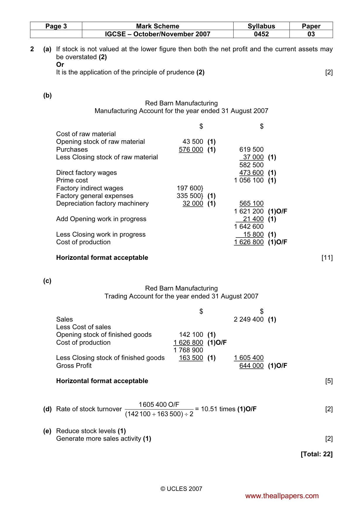Mark scheme, page 3 of 9