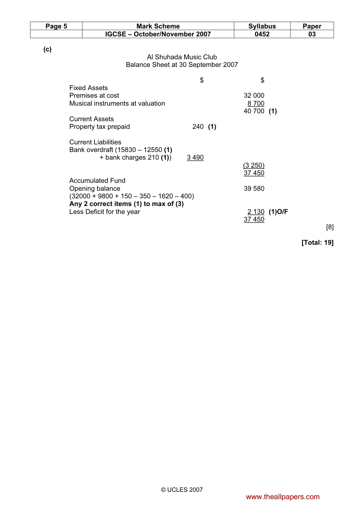 Mark scheme, page 5 of 9