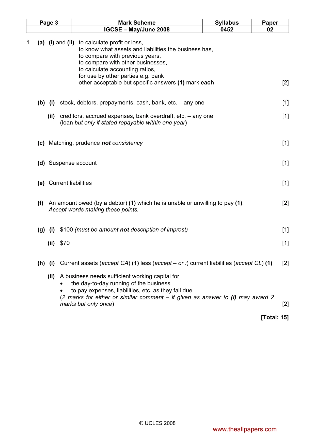 Mark scheme, page 3 of 7