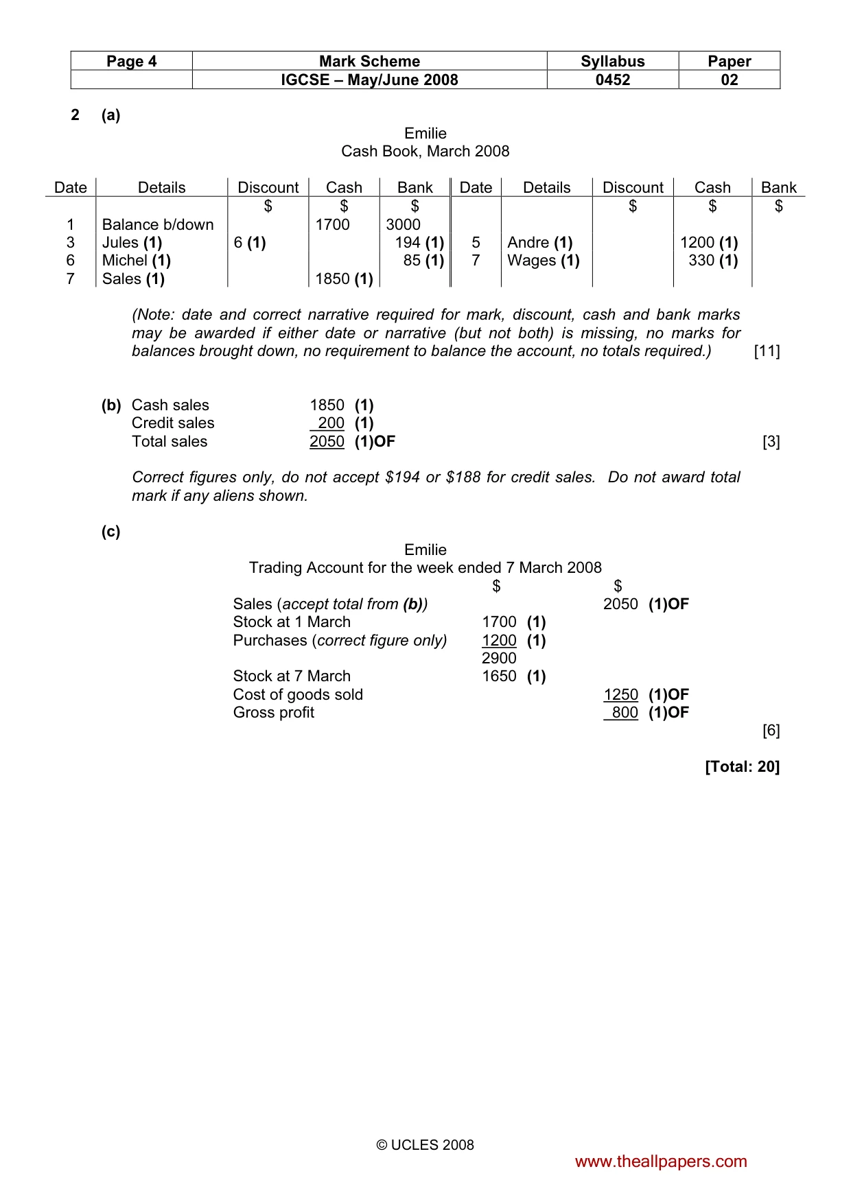 Mark scheme, page 4 of 7