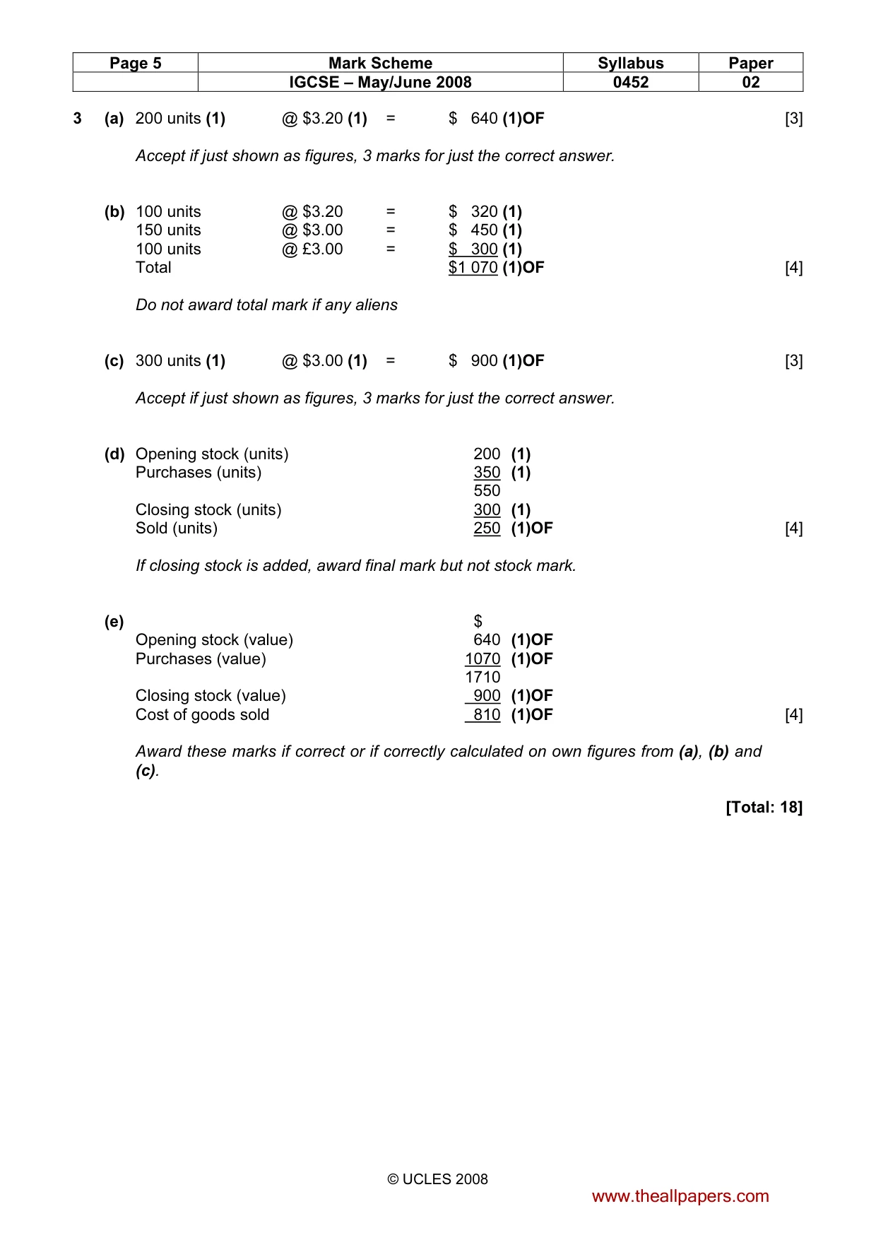 Mark scheme, page 5 of 7