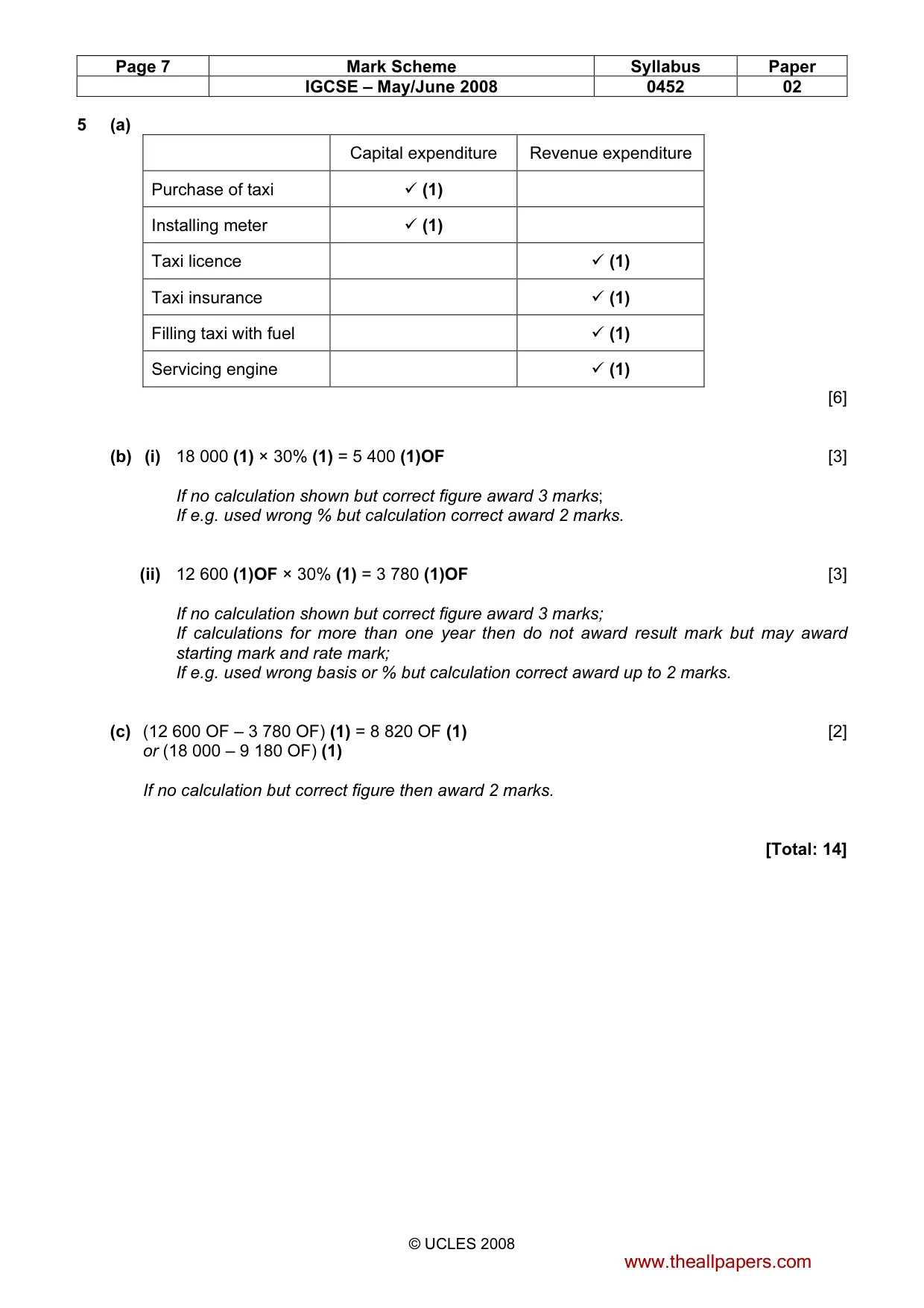 Mark scheme, page 7 of 7