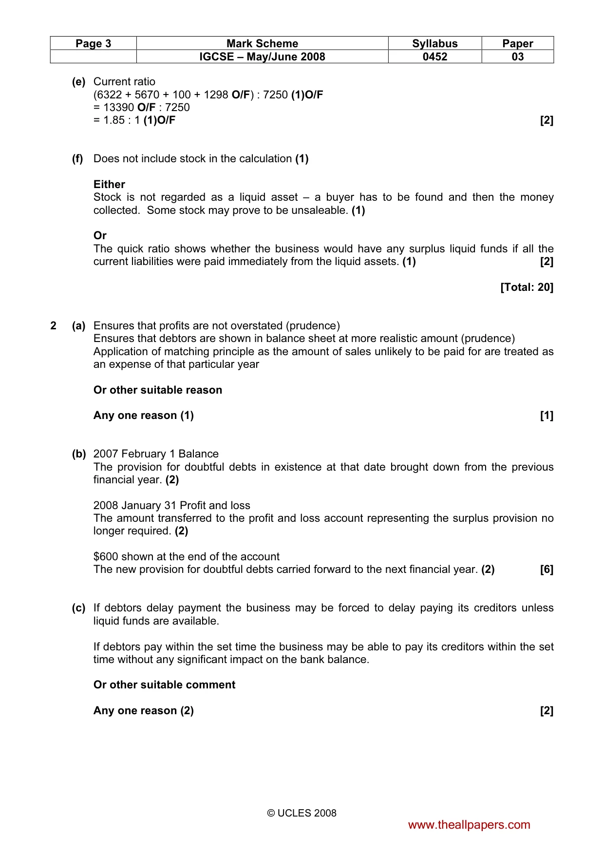 Mark scheme, page 3 of 9