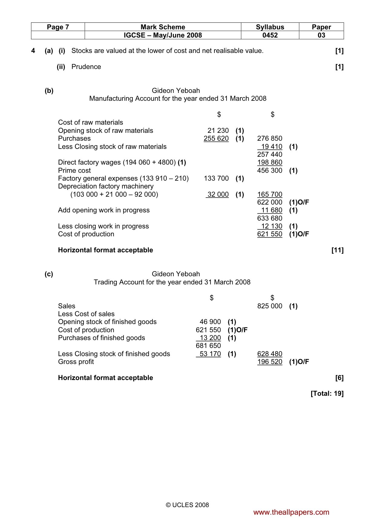 Mark scheme, page 7 of 9