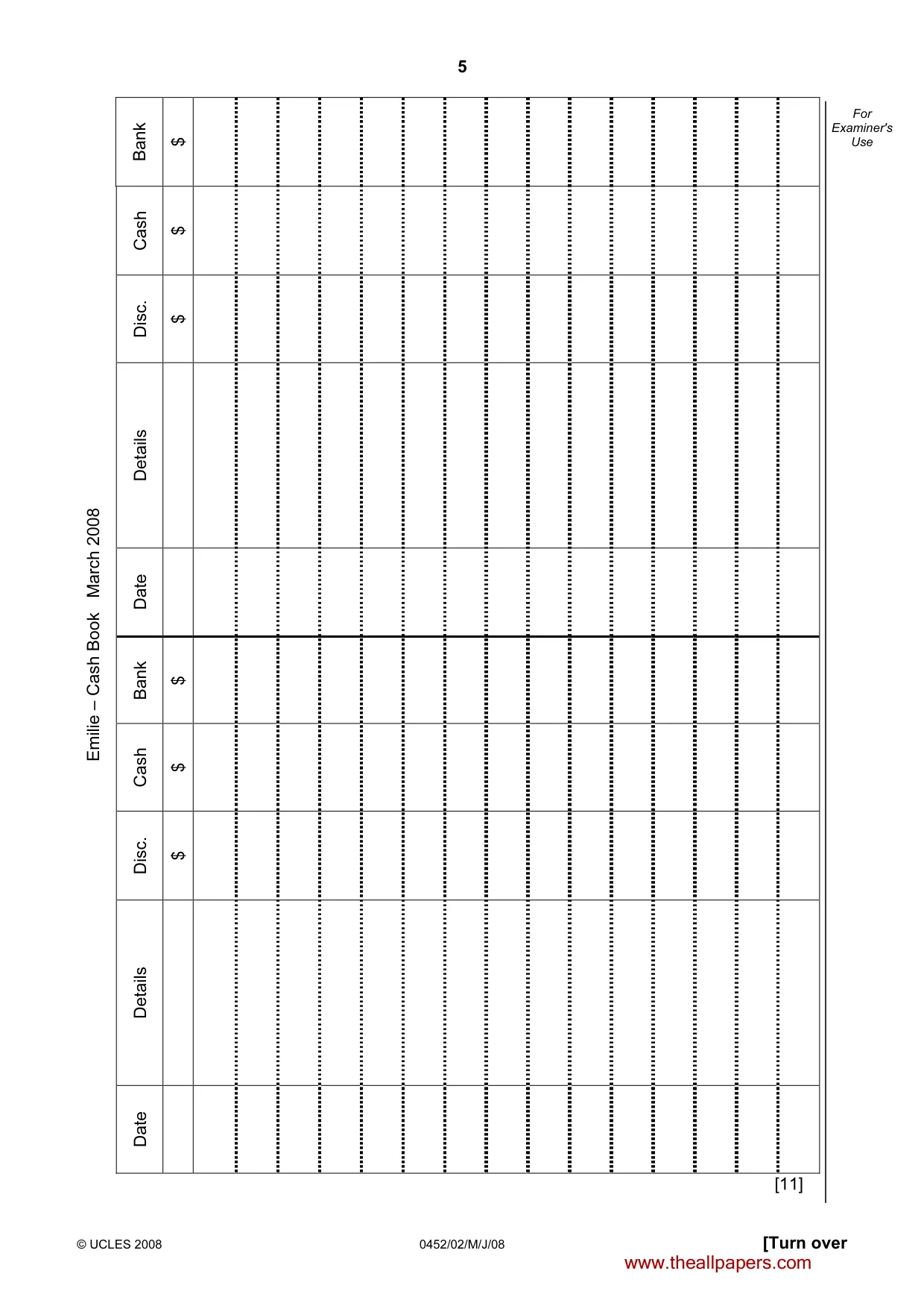 Cambridge IGCSE Accounting 0452 2008 May/June Paper 2 · Variant 1 question paper, page 5 of 16